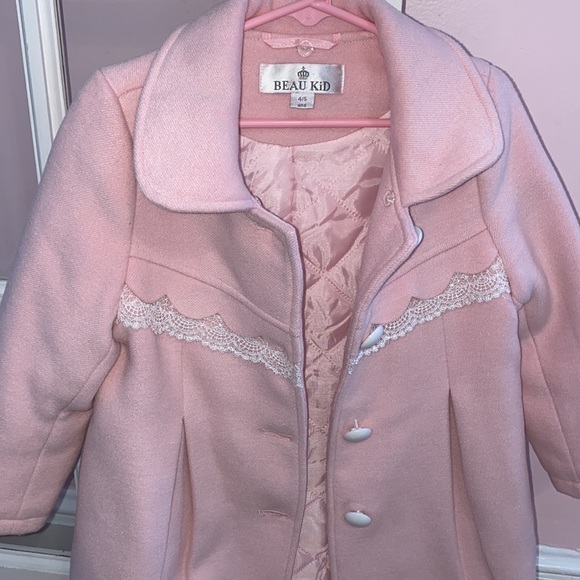 Size 4-5 Beau Kid European Pink Coat & Hat - Picture 4 of 5
